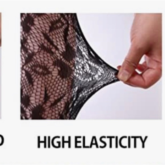 Hollowed out fishnet style knee or over the knee black fashion knee sock… - Picture 3 of 16